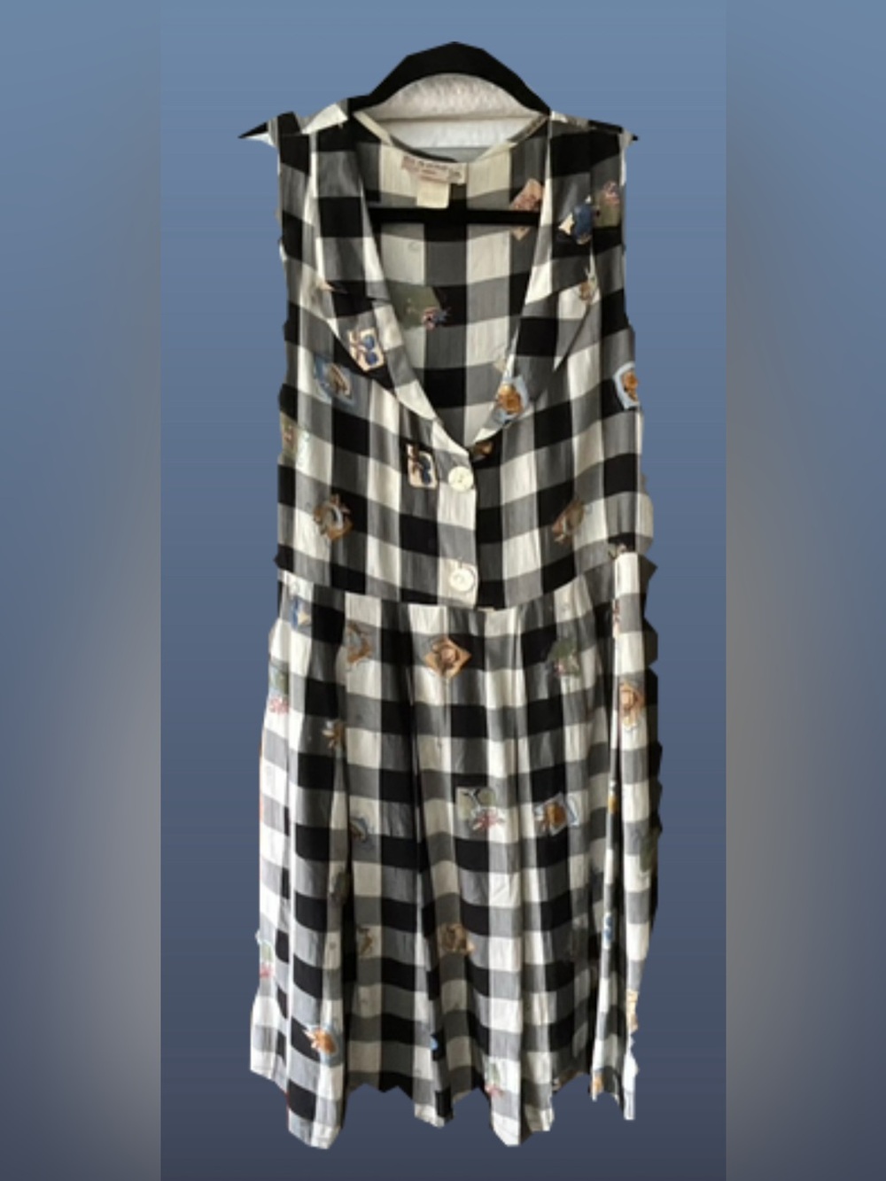 Ci Sono Black & White Buffalo Check Dress with Playful Motif